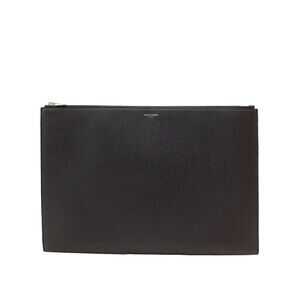Saint Laurent black grained leather holder document pouch